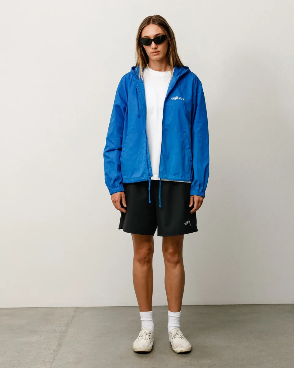 Stussy Shell Cotone Cerato giacca blu cappuccio