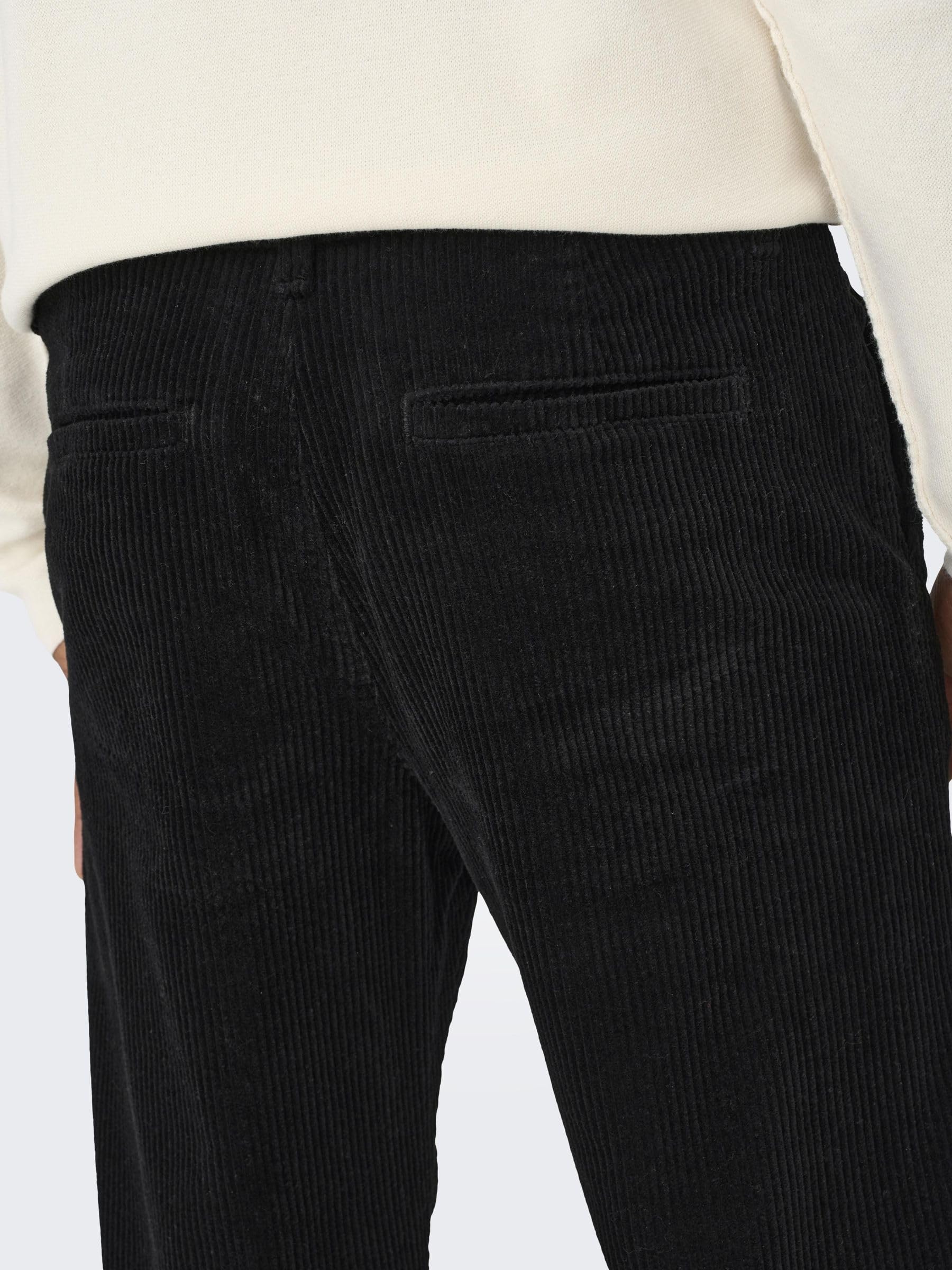 ONLY & SONS velluto pantaloni uomo nero 28W/32L larga
