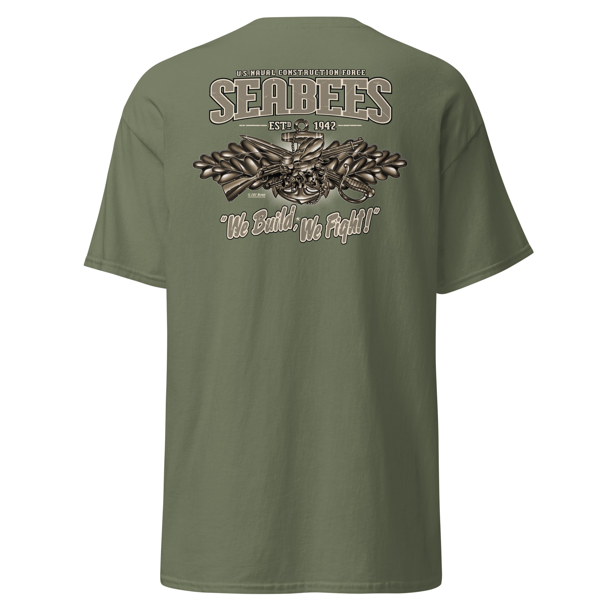 7.62 Design Navy Seabees Vintage maglietta verde cotone