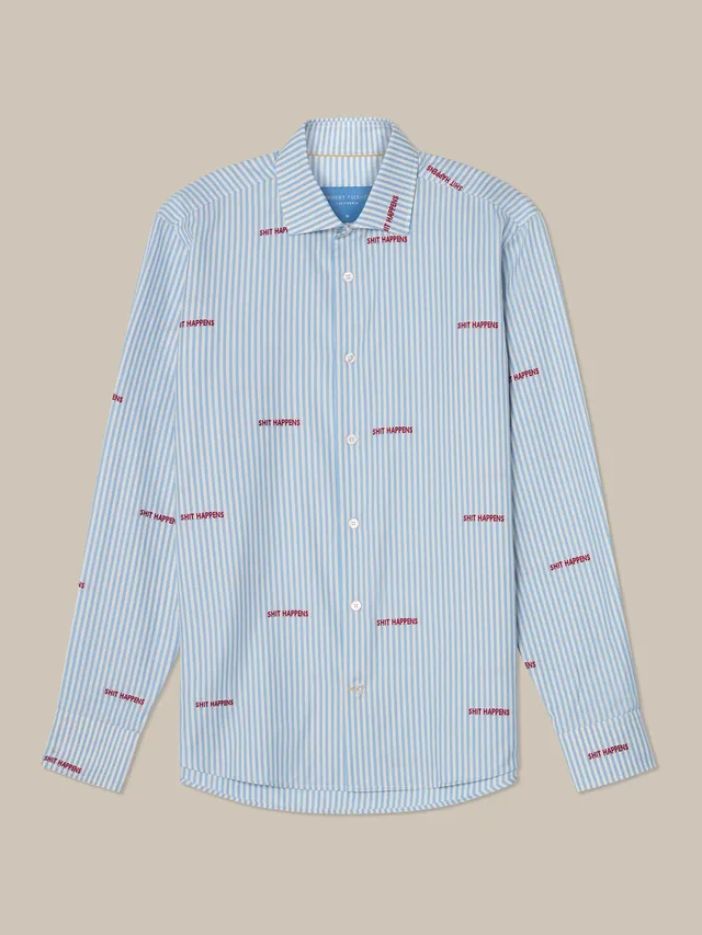 Robert Talbott Reynolds camicia twill bengal azzurro chiaro