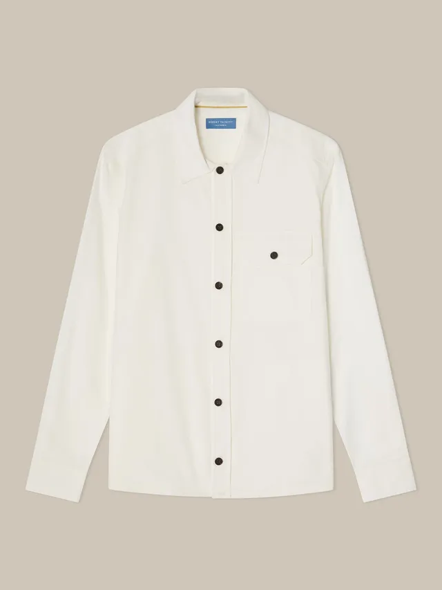 Robert Talbott Burton giacca camicia velluto crema