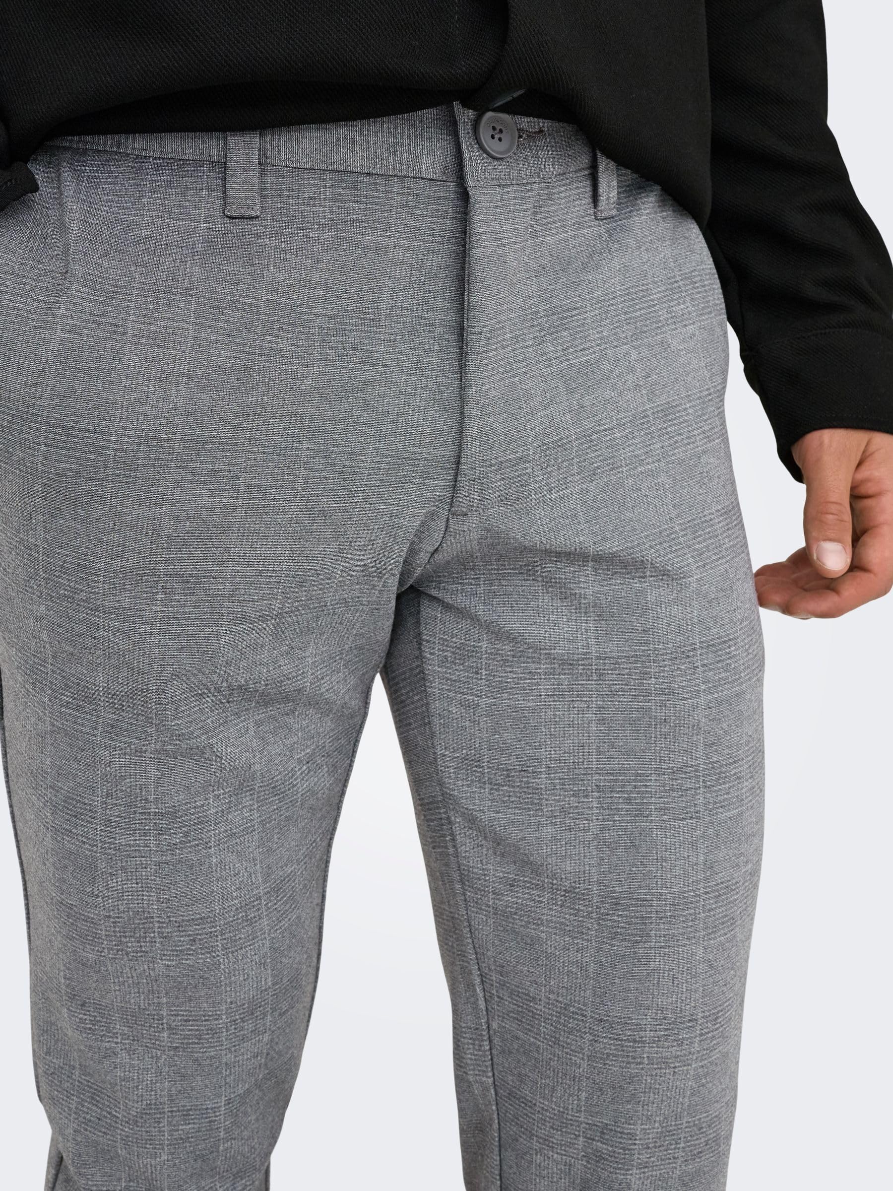 Only & Sons Onsmark Check Pants chino uomo 33W/34L nero