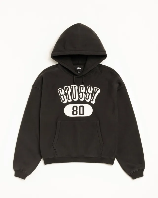 Stussy 80 Relaxed Hoodie felpa uomo Washed Black L cotone
