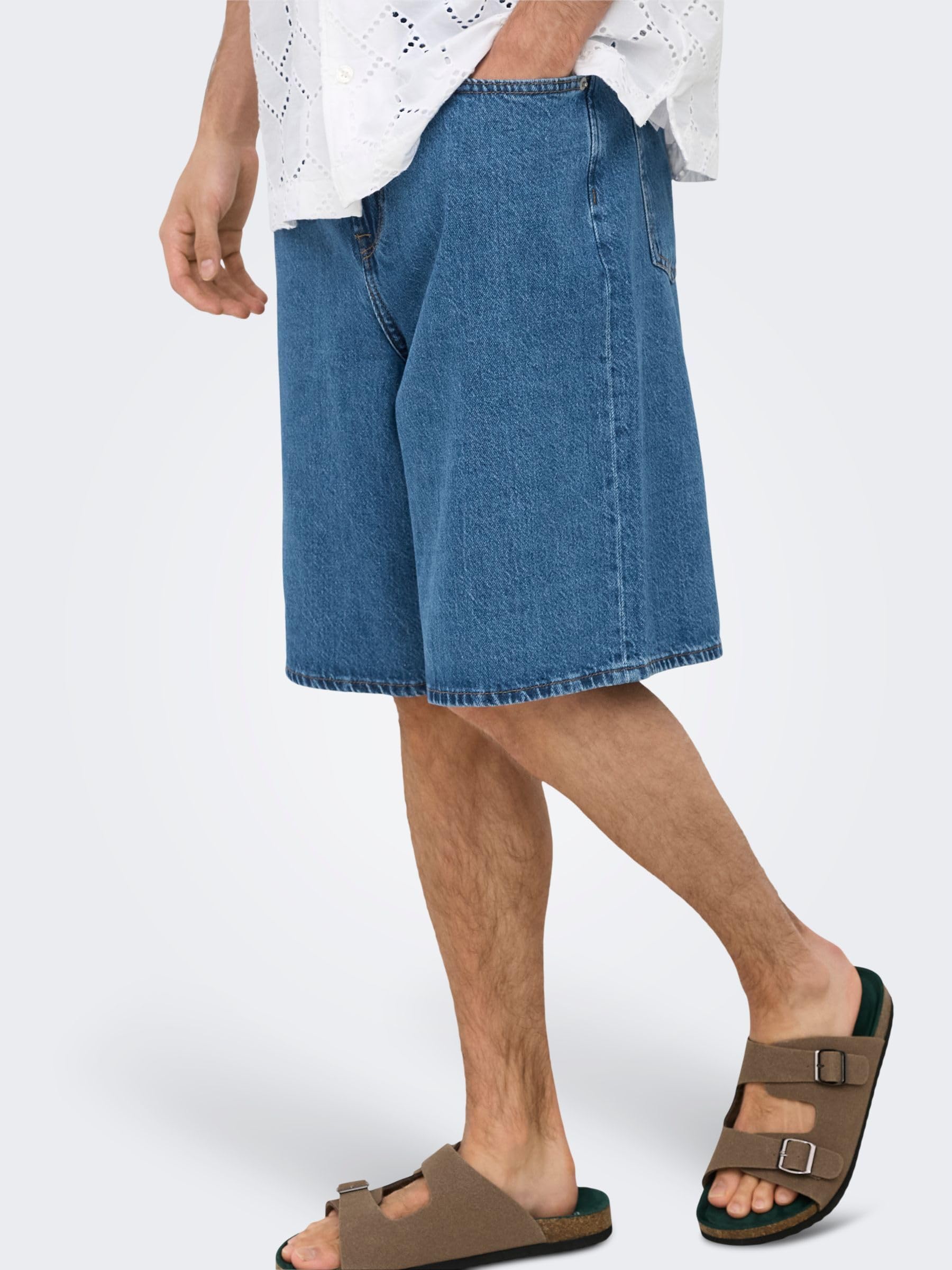 ONLY & SONS Onsremi Shorts Uomo M Denim Blu Wide Box