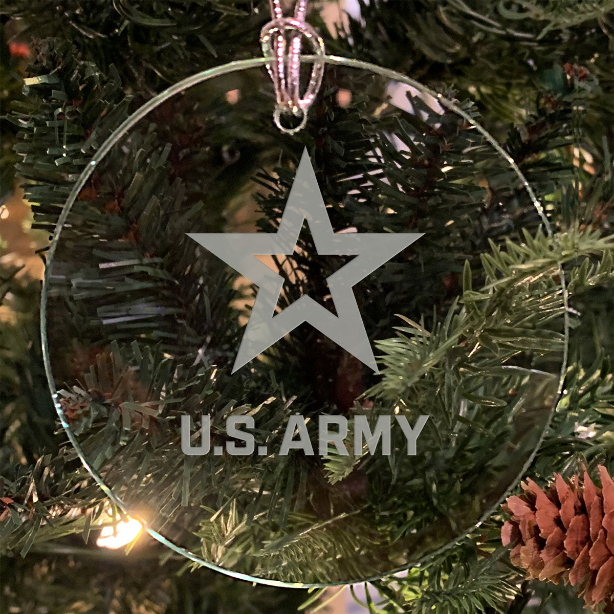7.62 Design Army pallina natale vetro 7,6 cm incisa USA