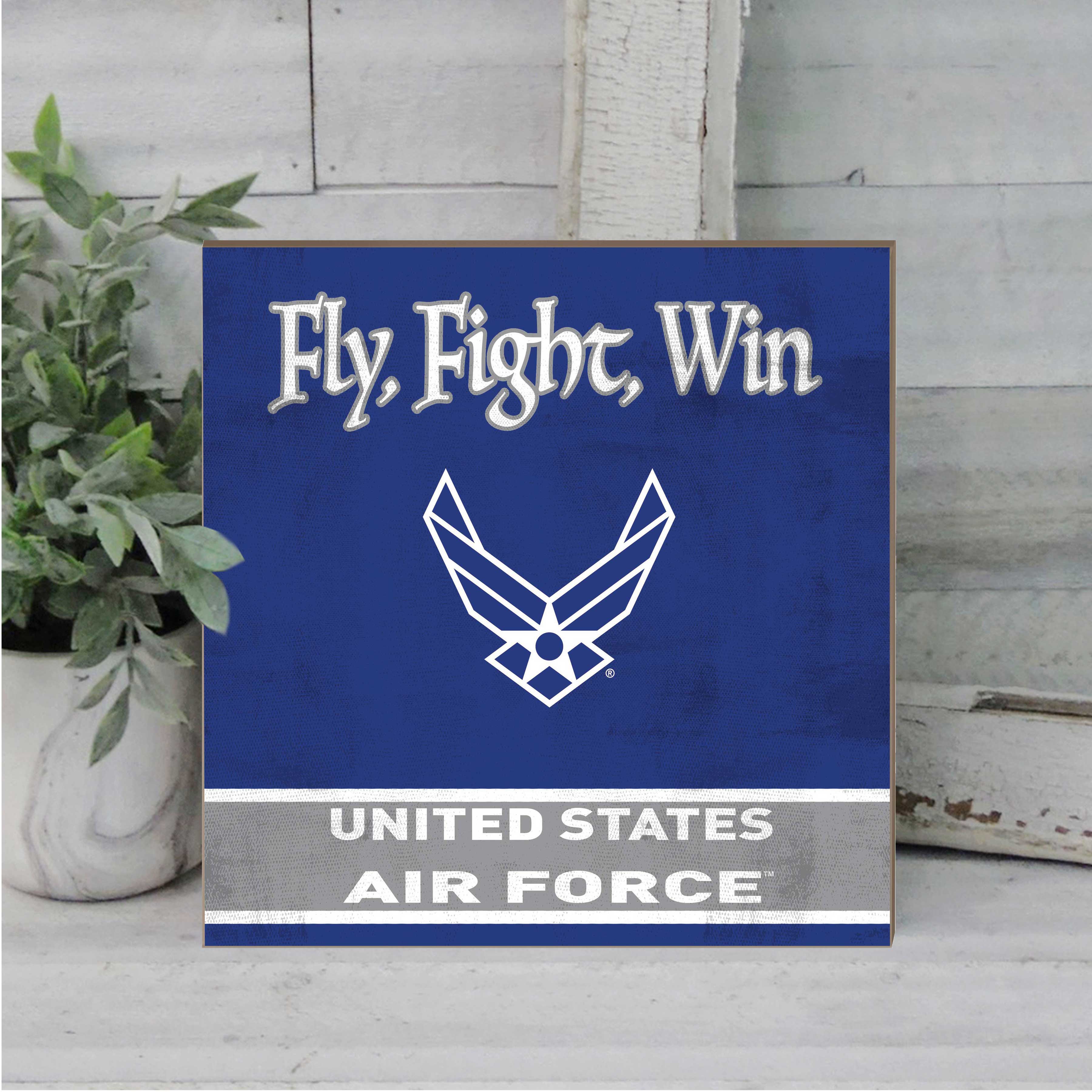 7.62 Design Fly Fight Win Targa Legno 10x10 Blu
