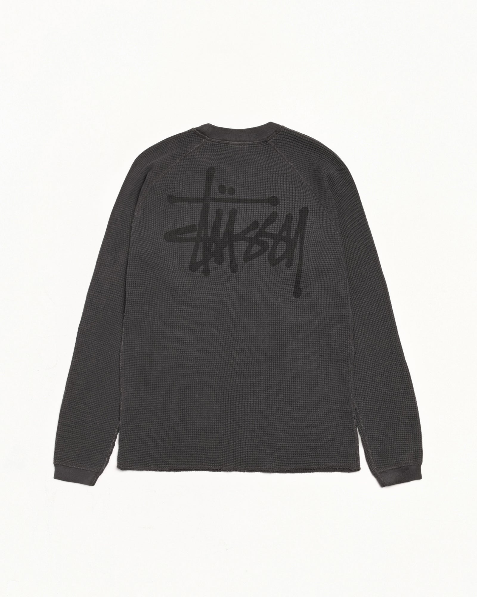Stussy Basic Stussy Thermal maglia nera waffle 100% cotone