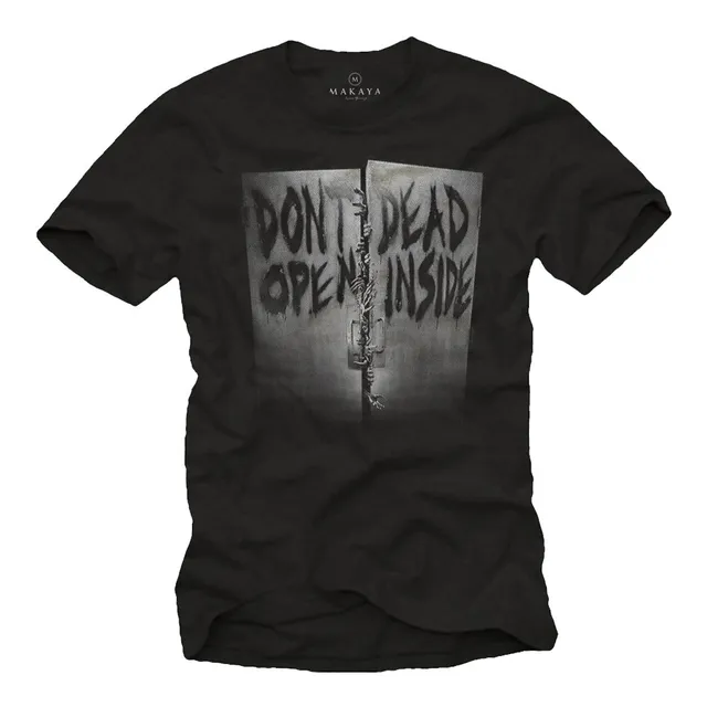 MAKAYA Dead Inside T-Shirt Uomo S Cotone Nera