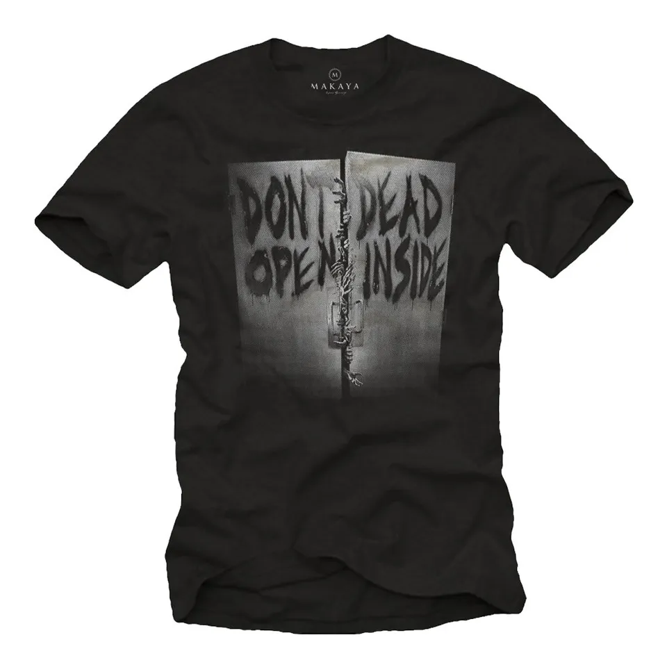 MAKAYA Dead Inside T-Shirt Uomo S Cotone Nera