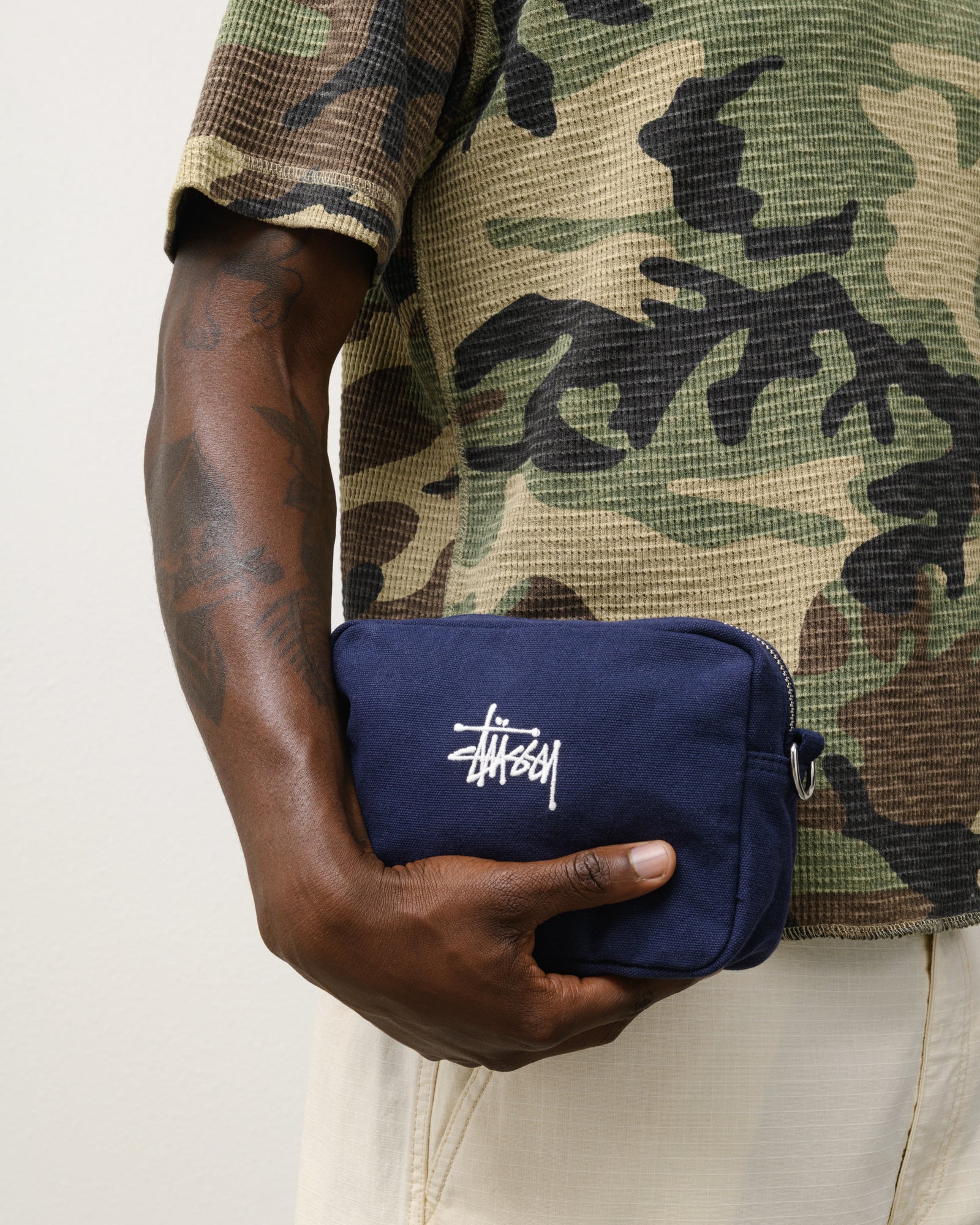 Stussy Accessories Canvas Pouch pochette Navy cotone