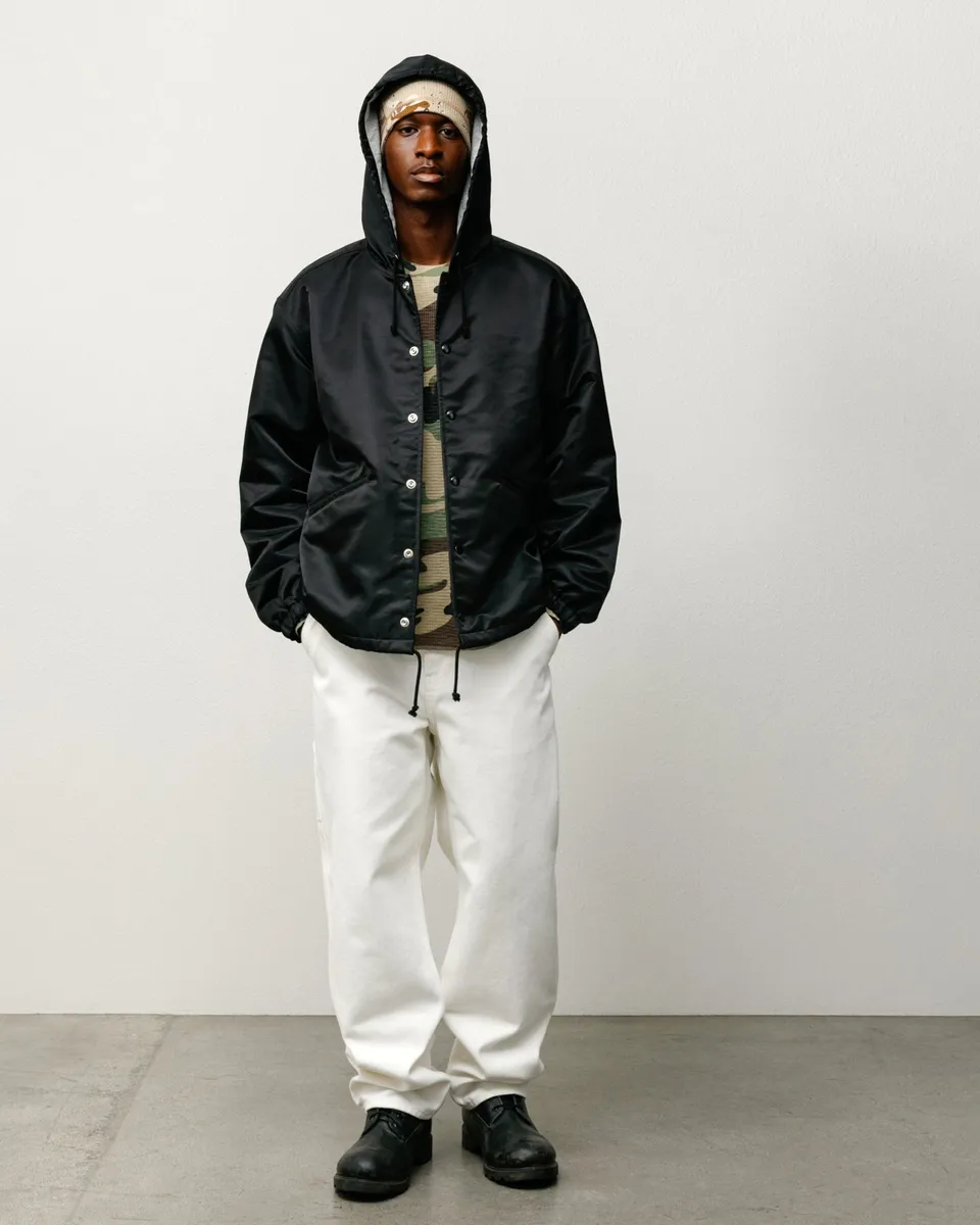 Stussy Hooded Coaches Giacca Black Nylon