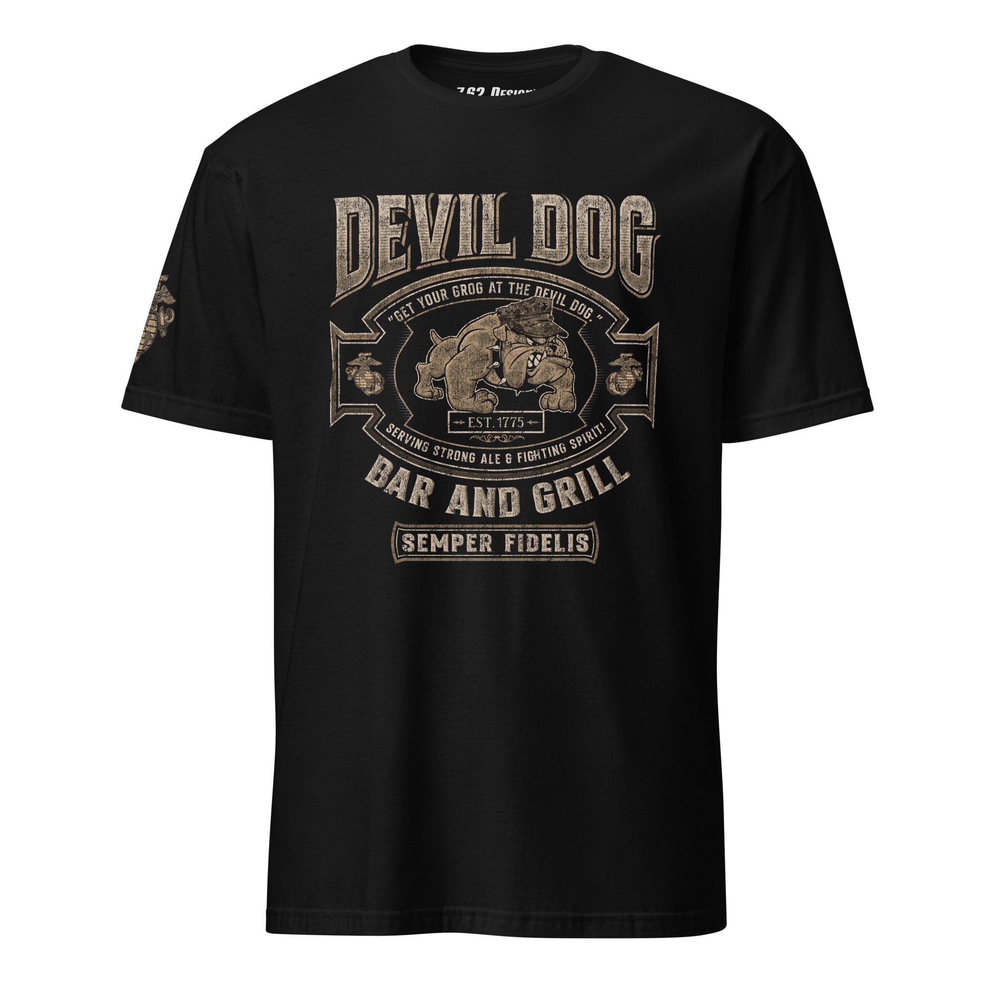 7.62 Design USMC Devil Dog Maglietta Nera Cotone Uomo