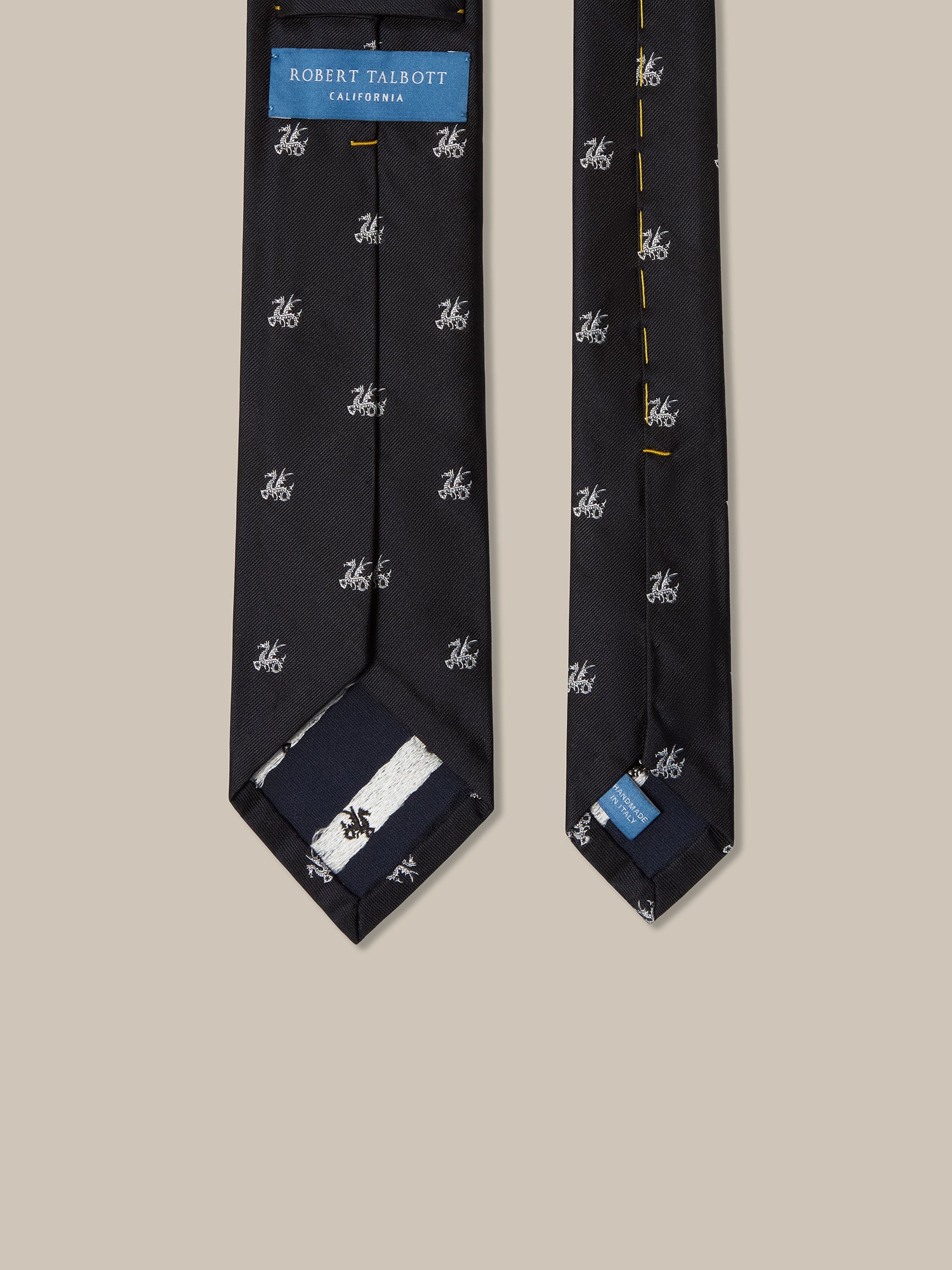 Robert Talbott Newman 7 Fold Dragon cravatta seta navy