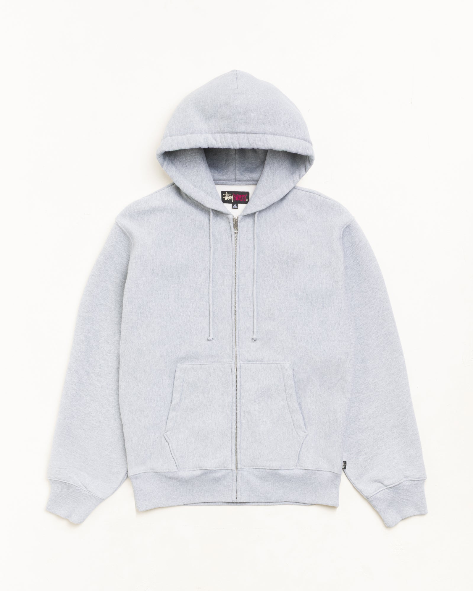 Stussy Fleece Zip Hoodie felpa grigia 100% cotone