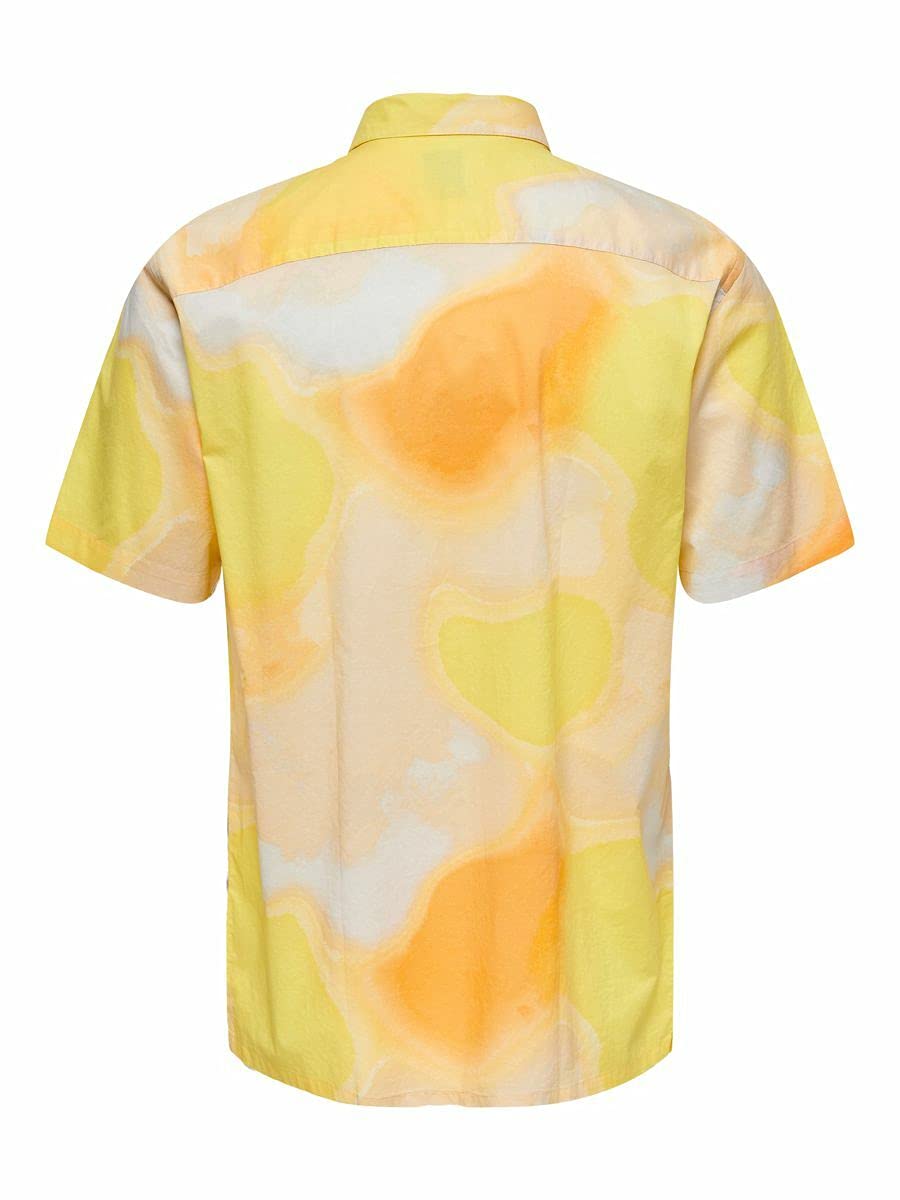 ONLY & SONS Camicia Uomo Stampa Papaya M Maniche Corte