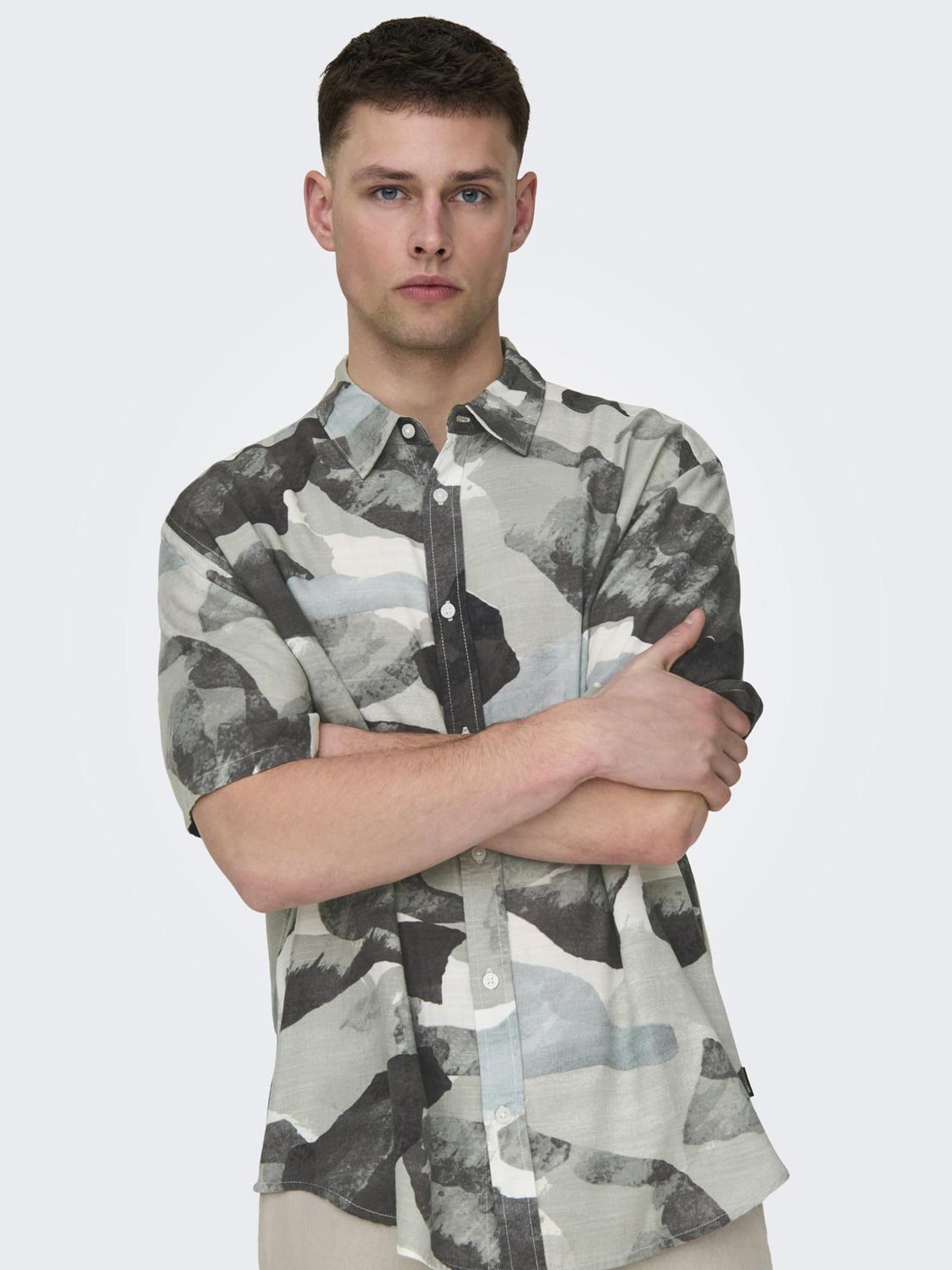 ONLY & SONS Onsbud Life Camicia uomo L manica corta lino