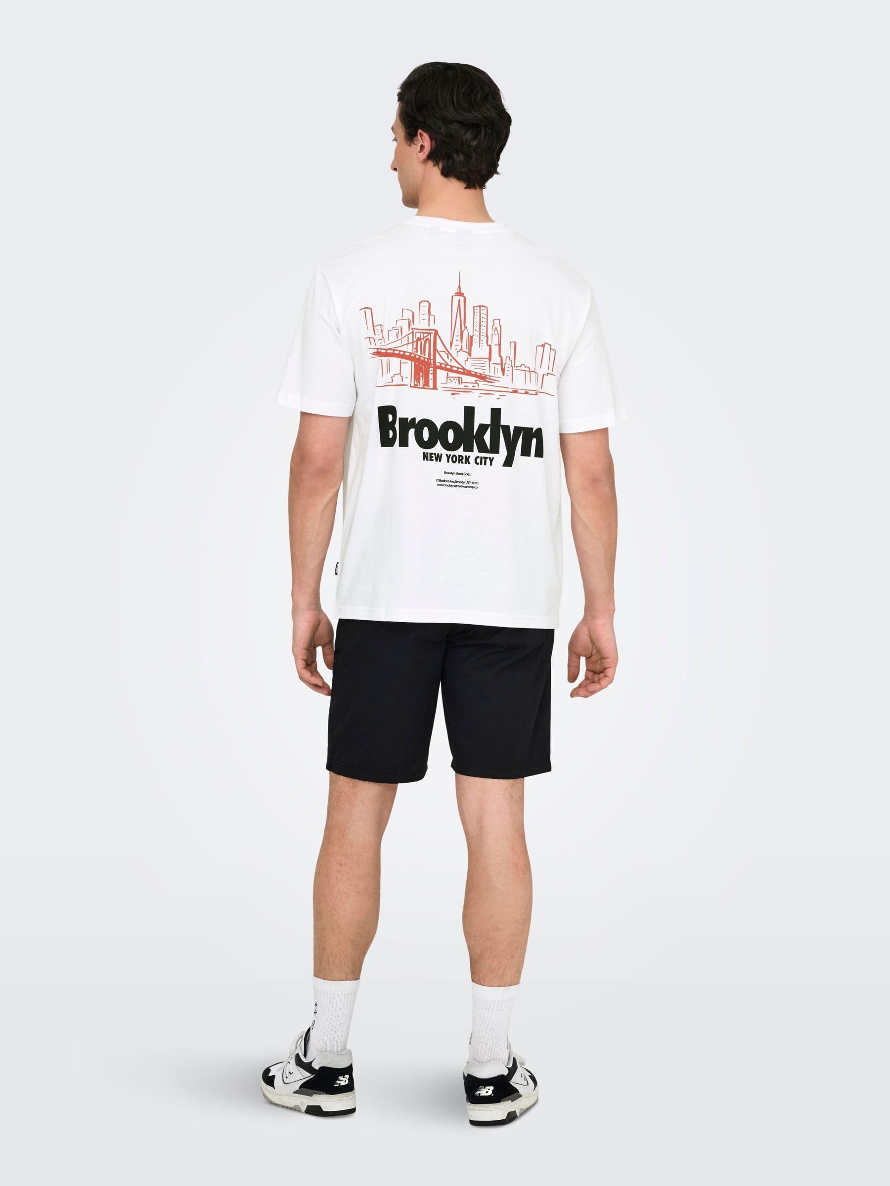 ONLY & SONS Onskeane T-Shirt Bianco Cotone Girocollo