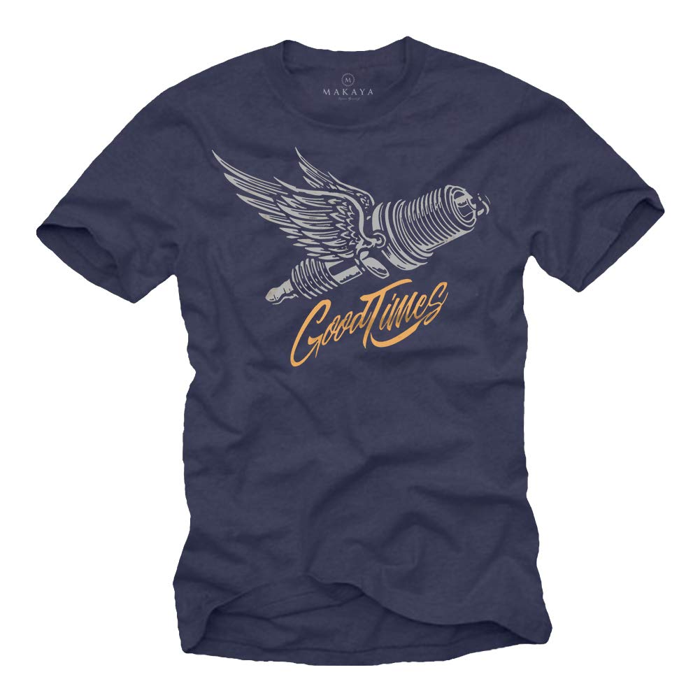 Makaya Meccanico T-Shirt Uomo Cotone Stampa Candela