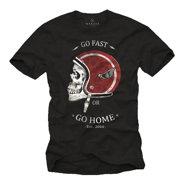 MAKAYA Go Fast OR Go Home T-Shirt Uomo Nero Cotone