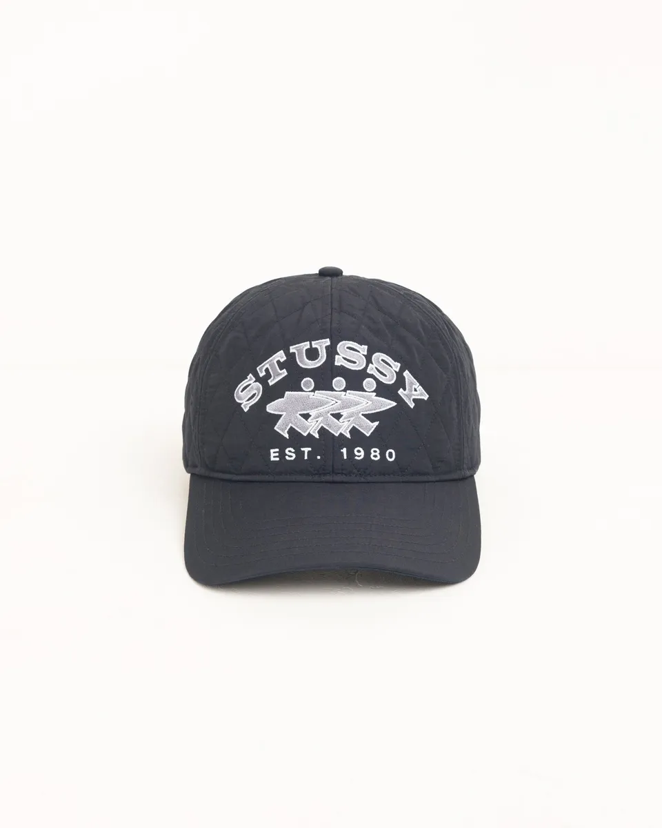 Stussy Headwear Quilted Surfwalk Snapback cappello Black nylon