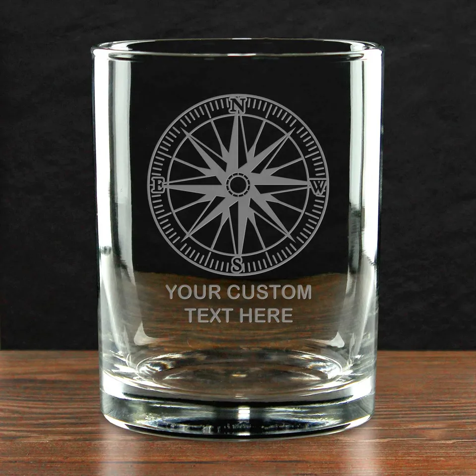 7.62 Design Bussola Bicchiere Whiskey Vetro 14 oz Personalizzato