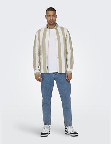 Only & Sons Onsarlo Slim Camicia Uomo S Cincillà Lino