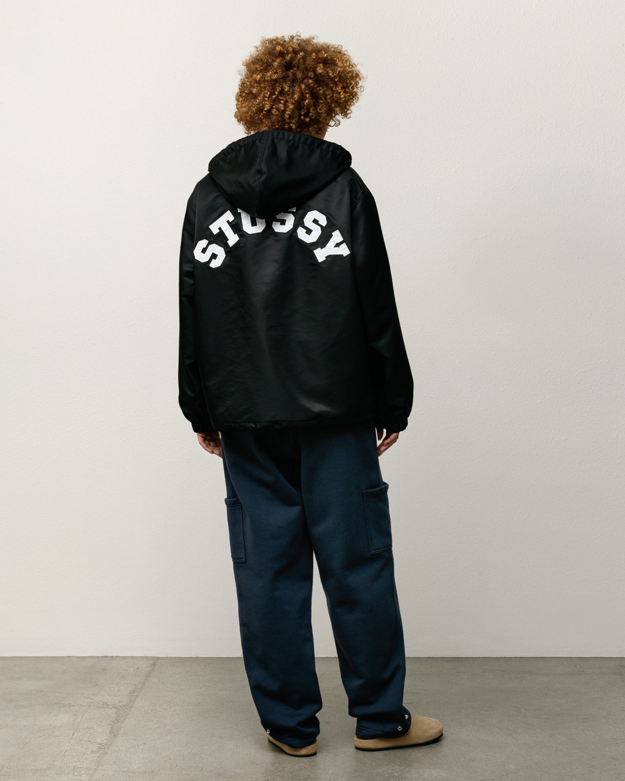 Stussy Hooded Coaches Giacca Black Nylon