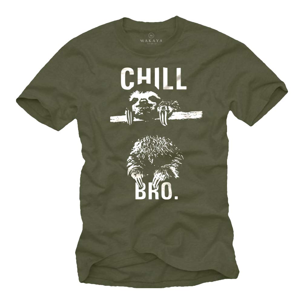 MAKAYA Chill Bro maglietta uomo bradipo cotone