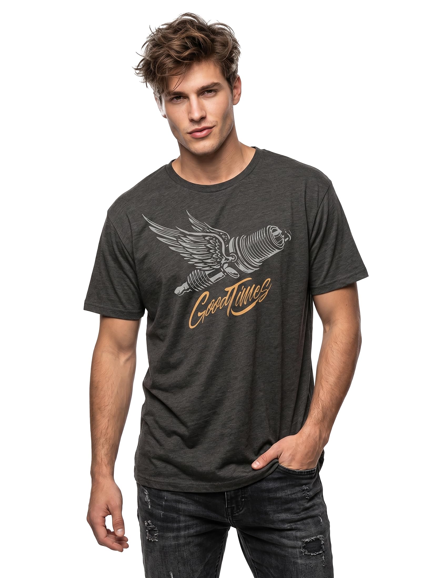 Makaya Meccanico T-Shirt Uomo Cotone Stampa Candela
