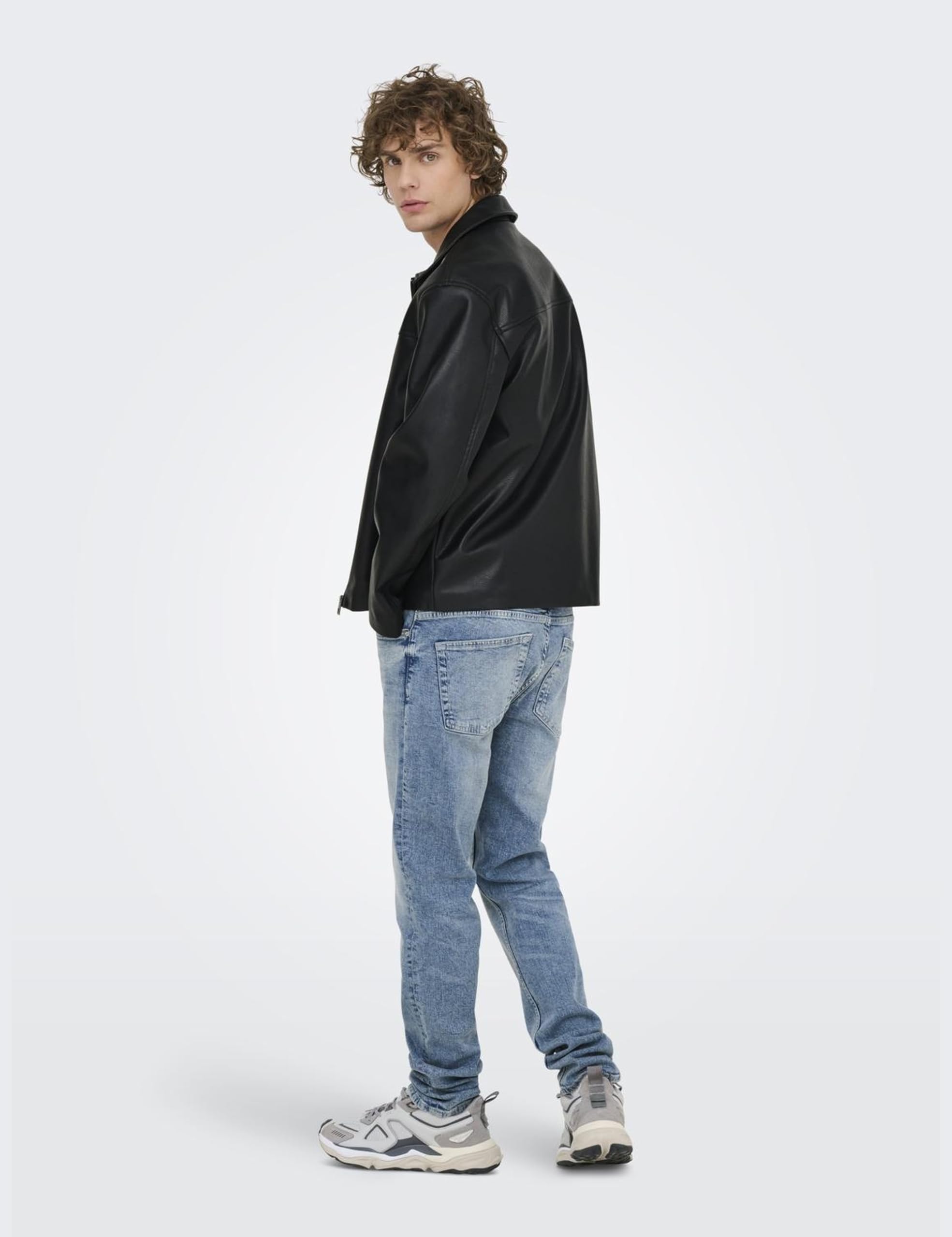 Only & Sons Onsjack PU Giacca uomo similpelle zip nera