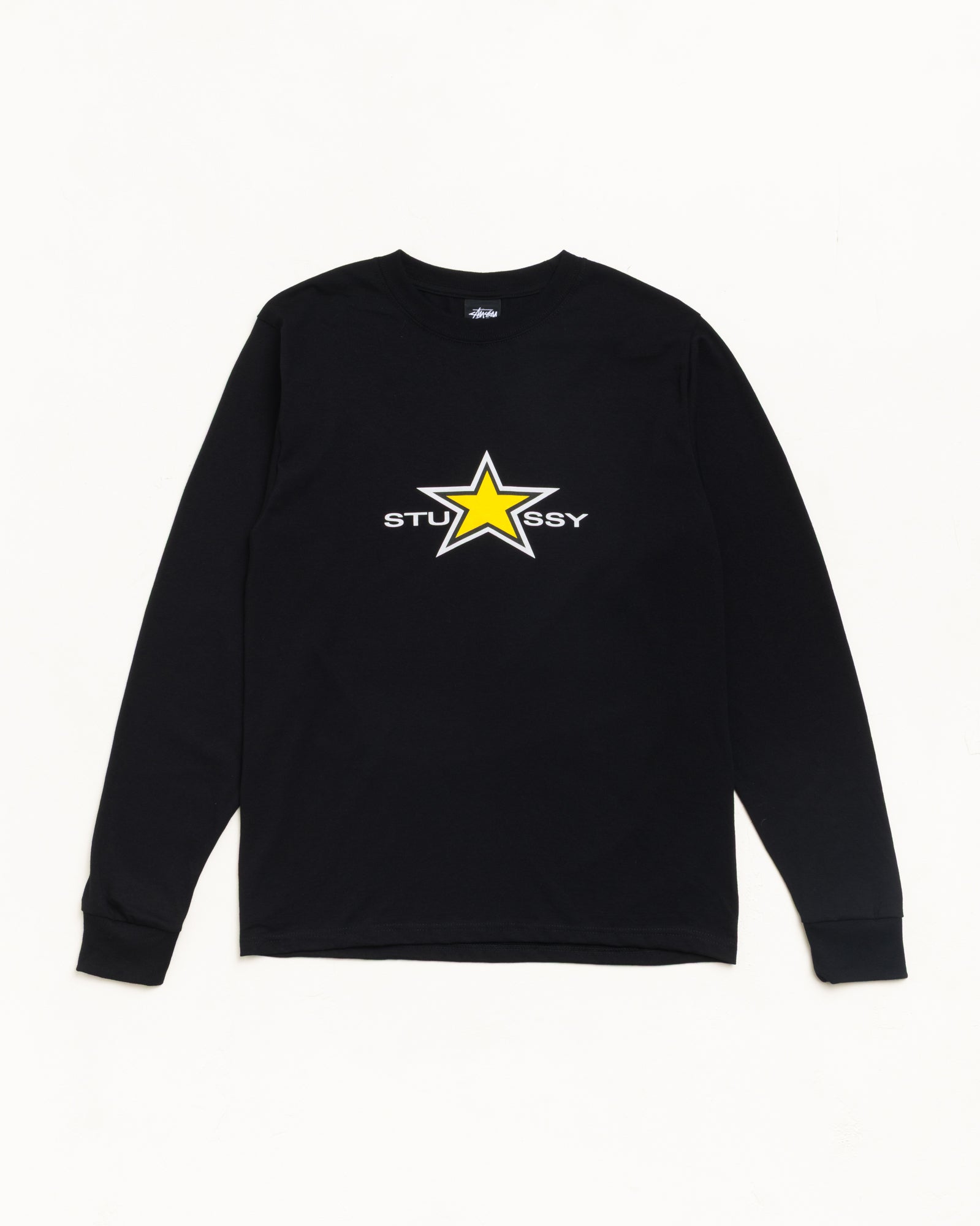 Stussy Star LS Tee maglietta maniche lunghe nera cotone 220gsm