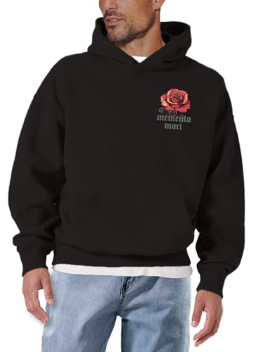 MAKAYA Felpa con Cappuccio Uomo Rose hoodie cotone XXL