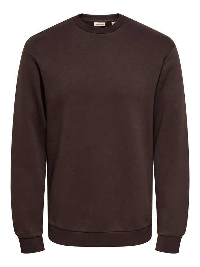 Only & Sons Onsceres felpa uomo Coffee Bean girocollo