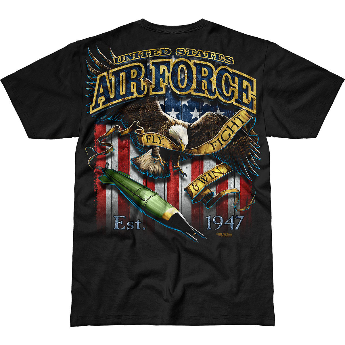 7.62 Design Air Force Fighting Eagle T-Shirt nero cotone