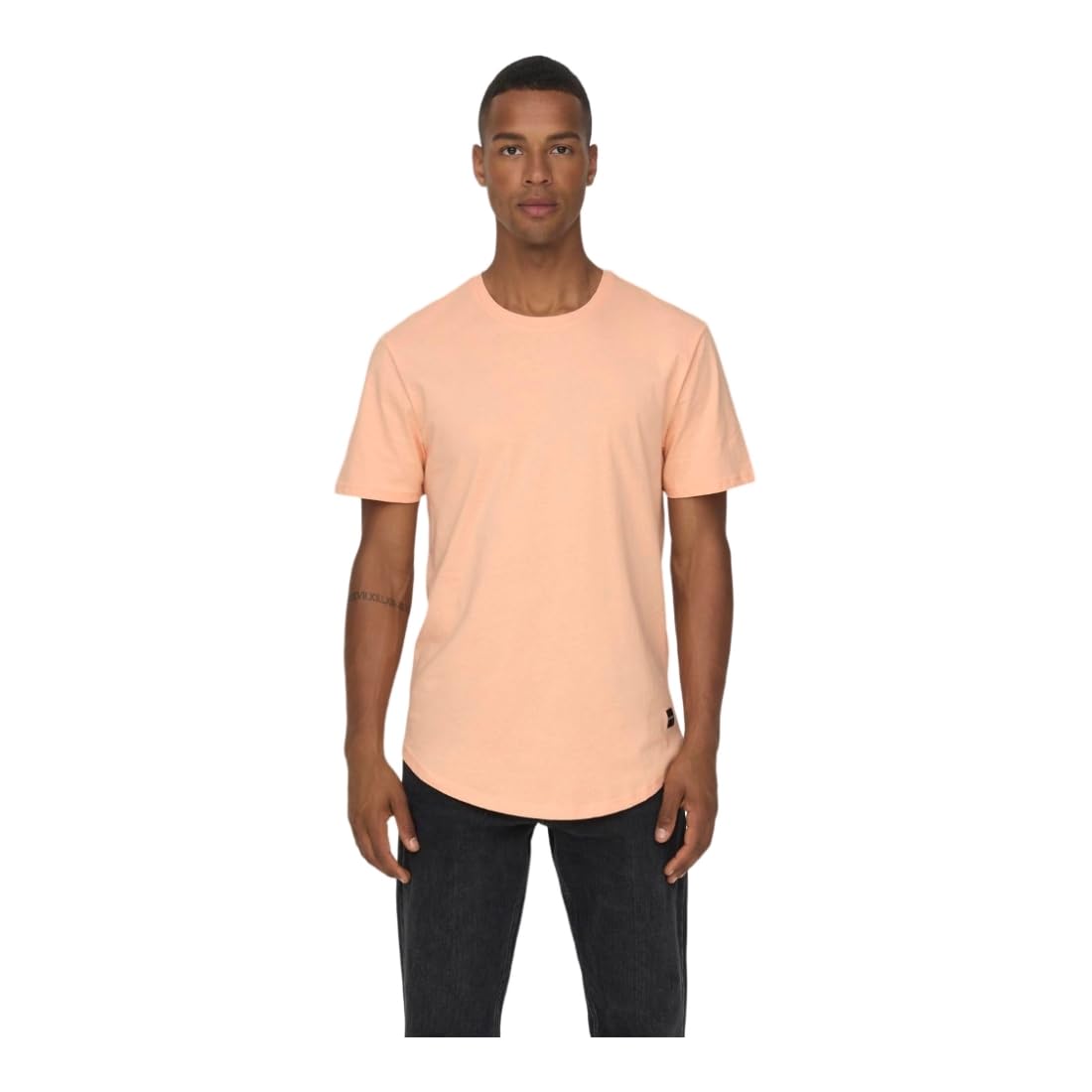 Only & Sons T-shirt girocollo maglietta nera cotone lunga