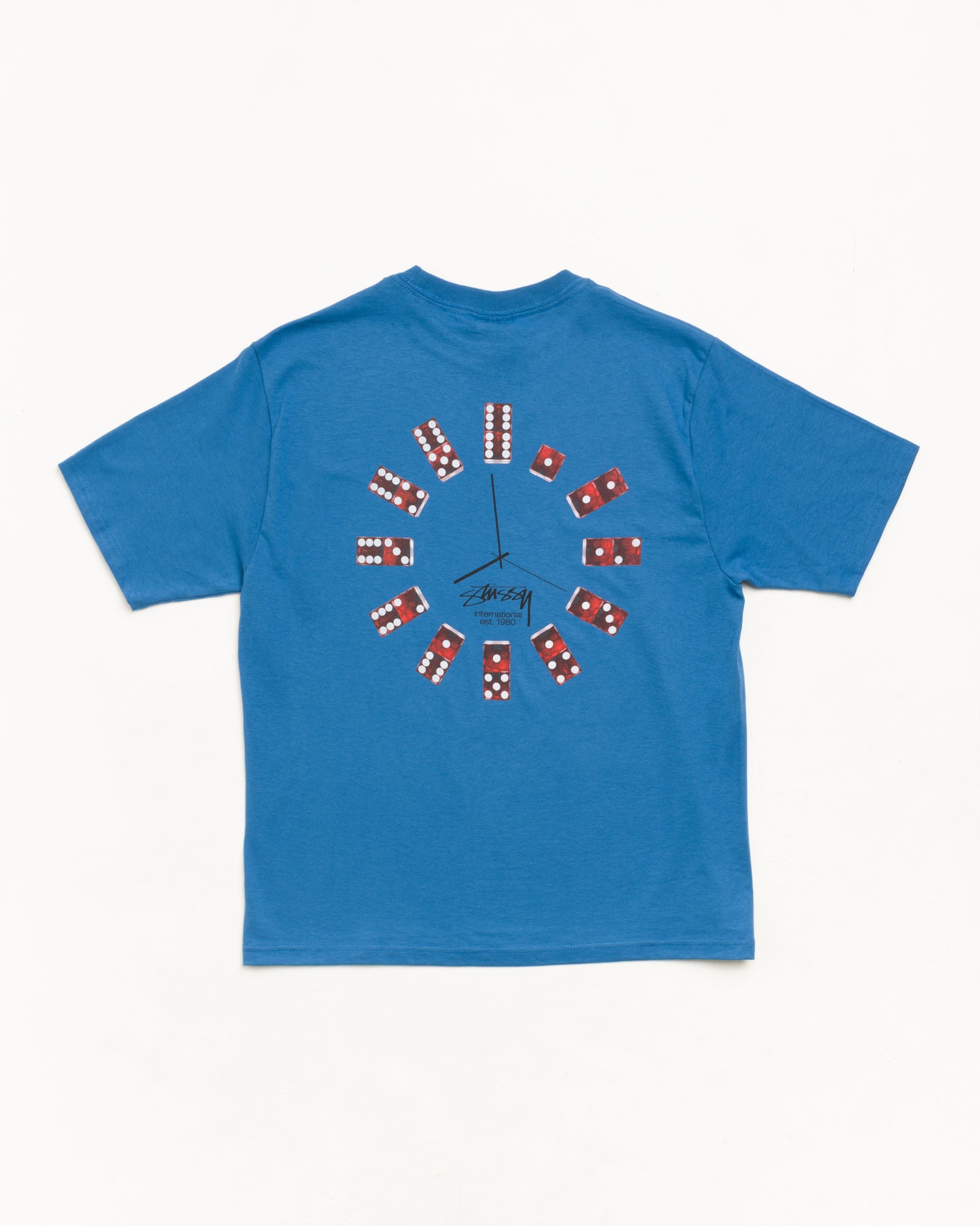 Stussy Dice Clock Tee maglietta blu 100% cotone