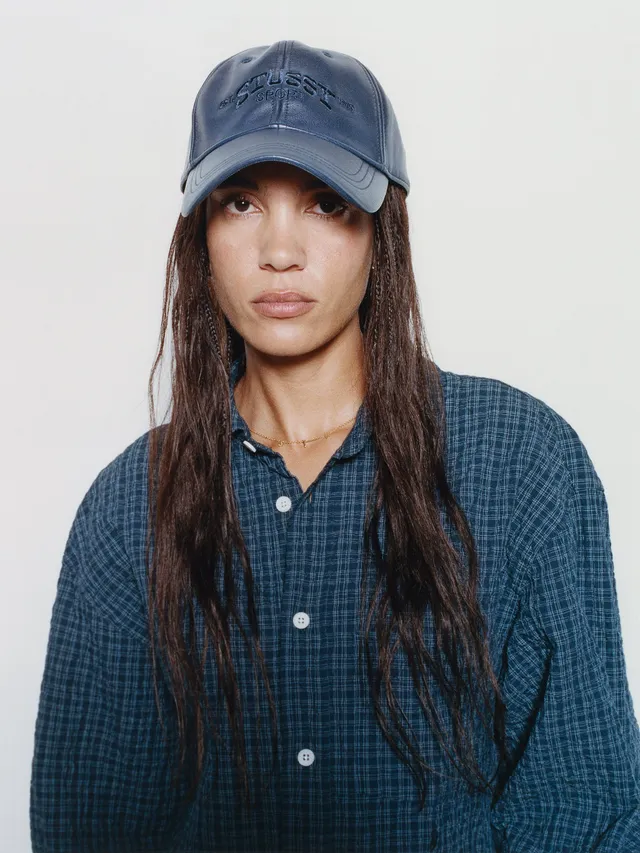 Stussy Headwear Sport Leather Cap berretto pelle Navy