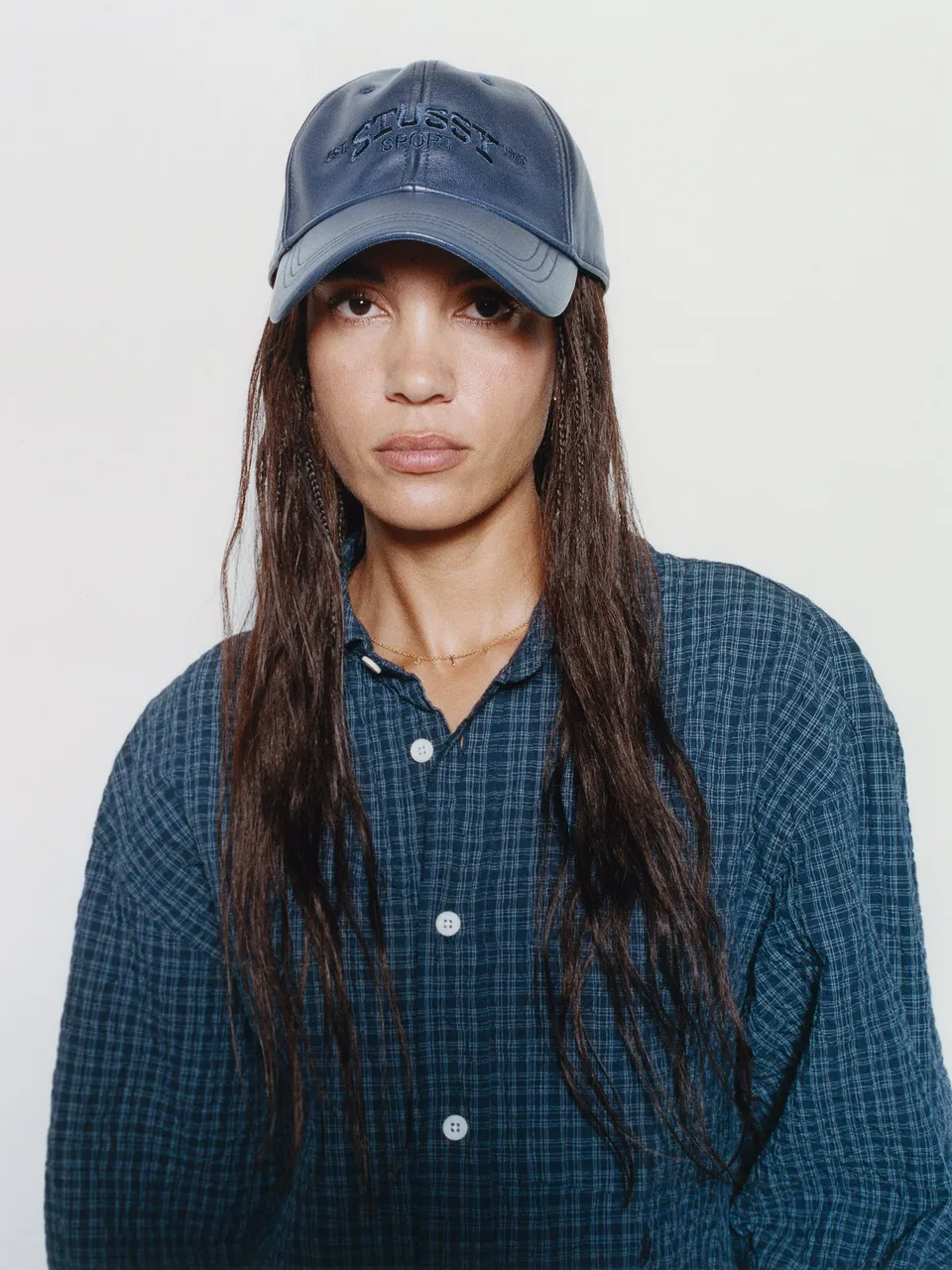 Stussy Headwear Sport Leather Cap berretto pelle Navy