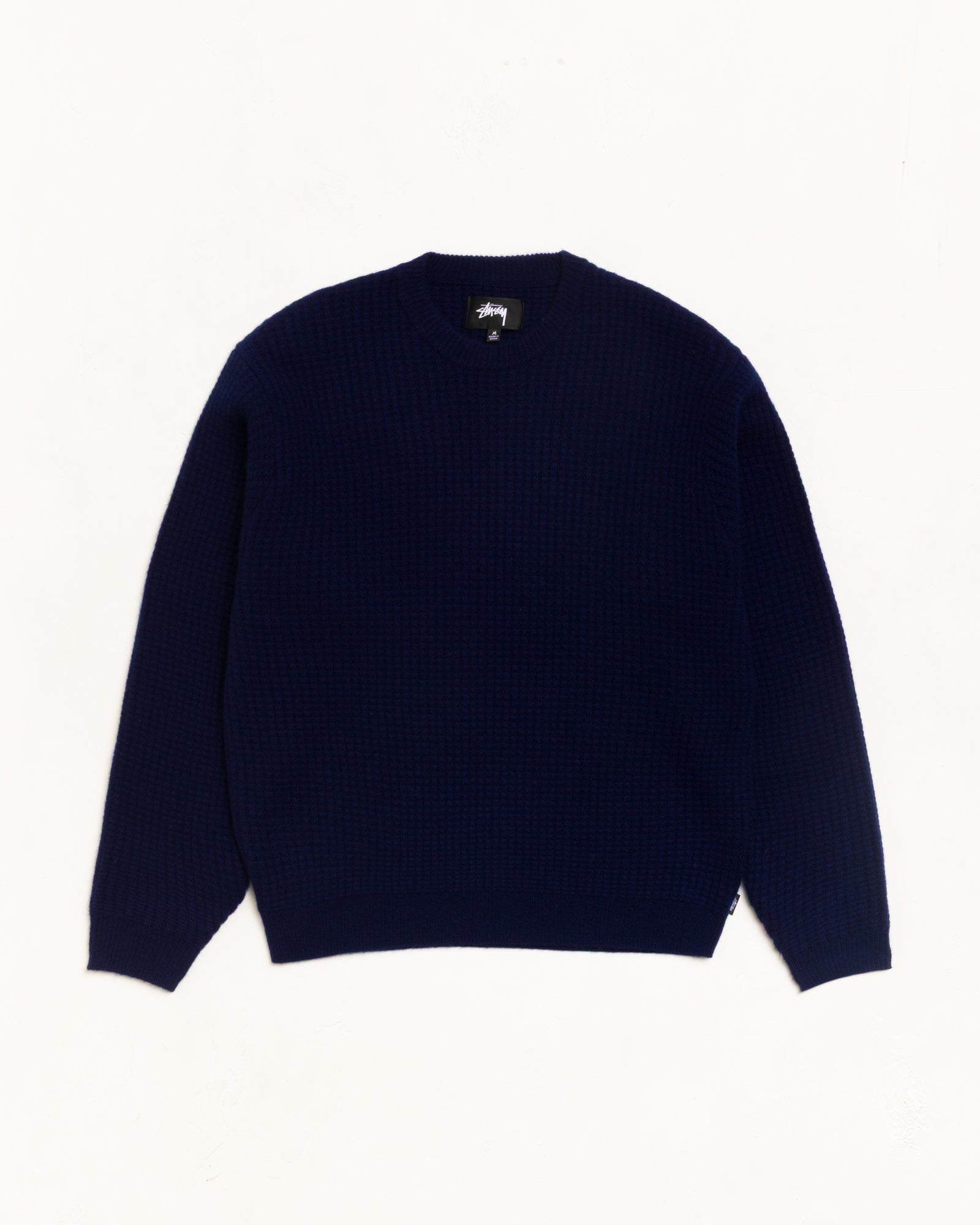 Stussy Waffle Cashmere Maglione Deep Navy 100% cachemire