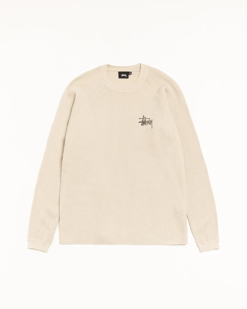 Stussy Basic Thermal maglia Bone waffle 100% cotone