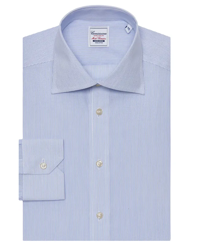 Camicissima Non Iron Rotterdam camicia uomo azzurra a righe extra slim