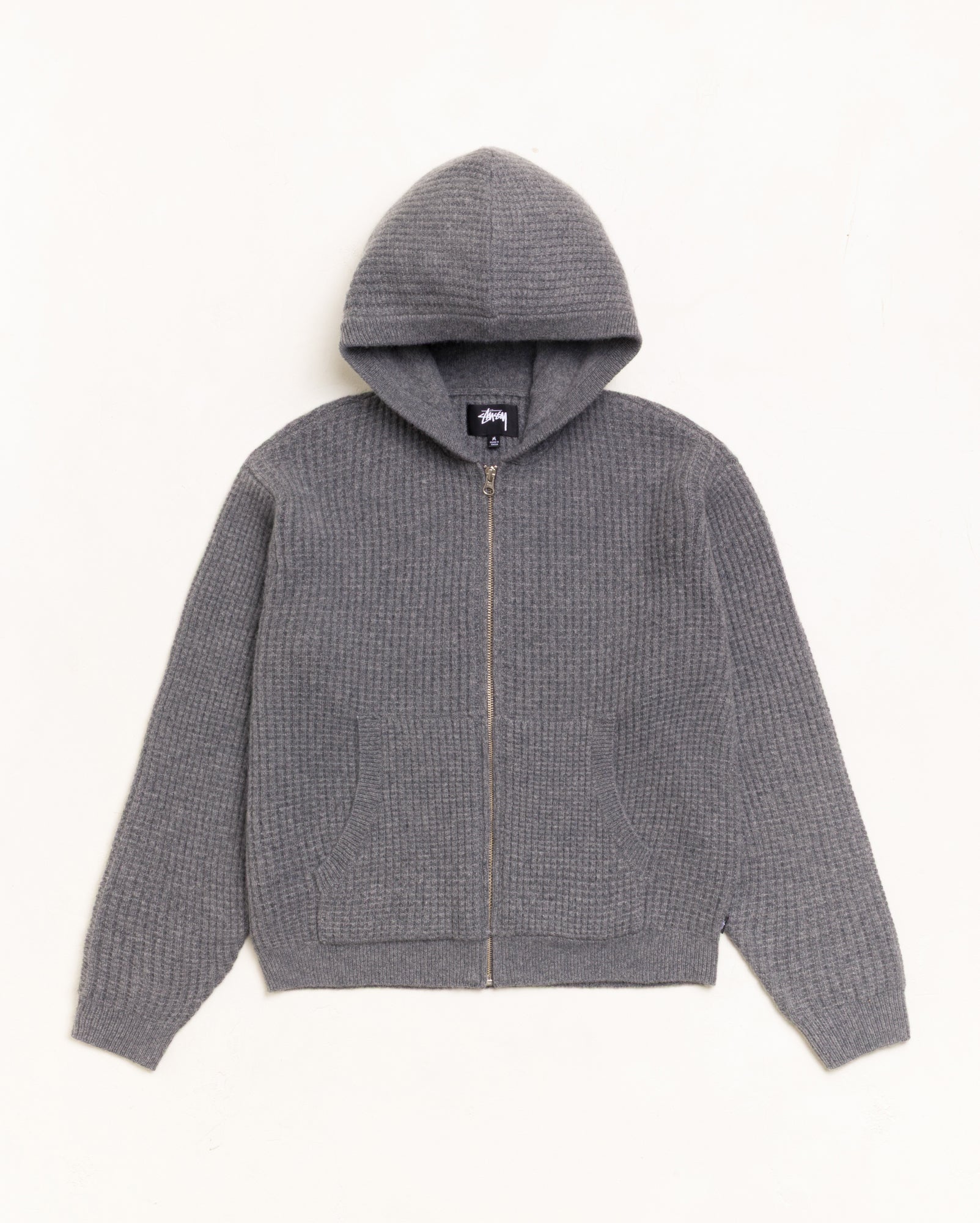 Stussy Waffle Cashmere Zip Hood maglione carbone