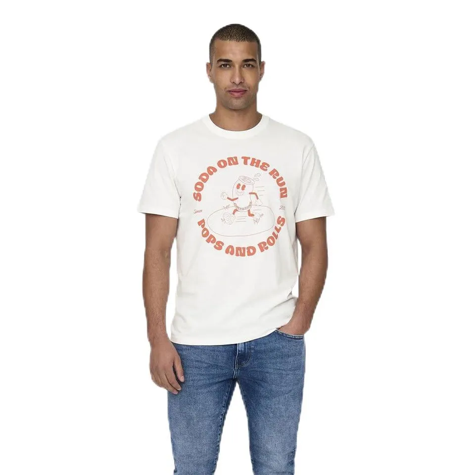 Only & Sons Kim Reg Funny T-shirt uomo XS cotone bio