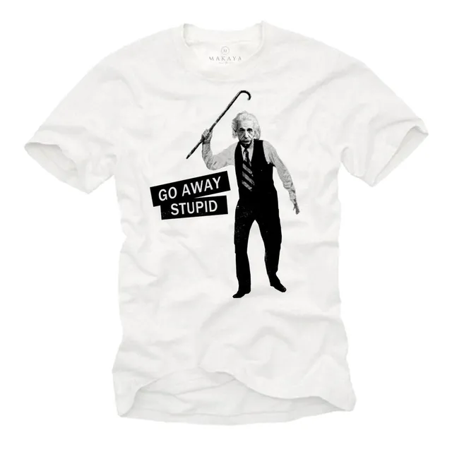 MAKAYA T-Shirt Uomo Einstein Go Away Maglietta M 100% cotone