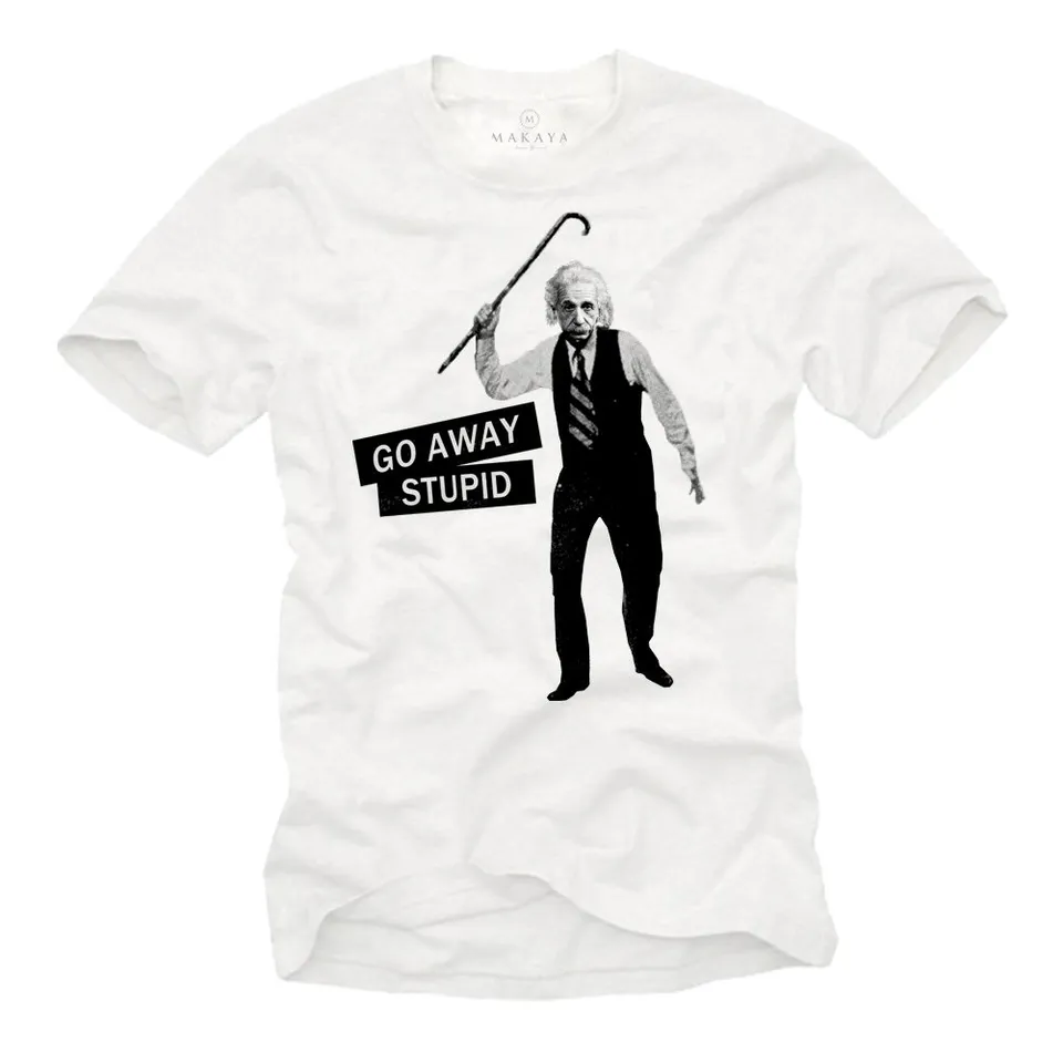 MAKAYA T-Shirt Uomo Einstein Go Away Maglietta M 100% cotone