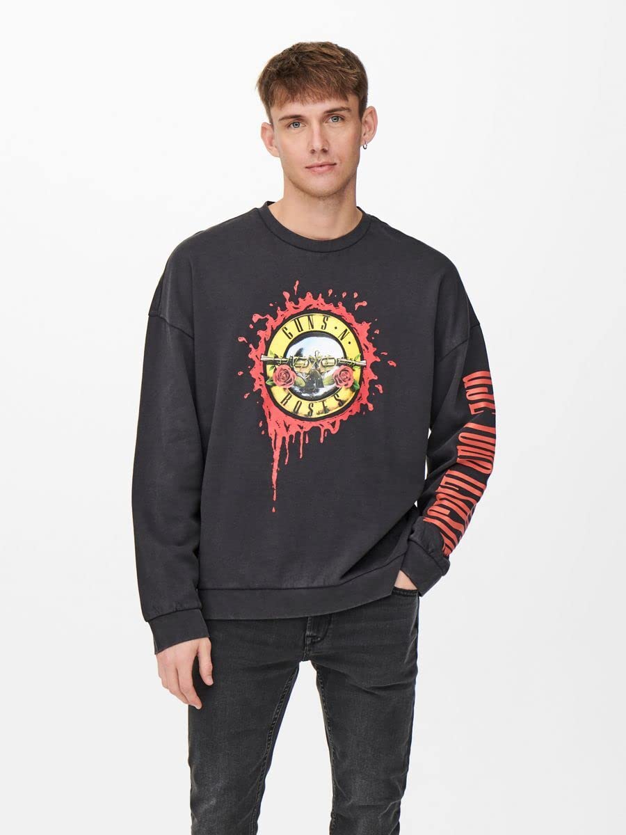 Only & Sons OnsGunsNRoses Felpa Uomo Cotone Stampa Band
