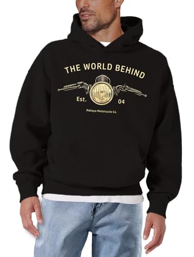 MAKAYA Felpa con Cappuccio Uomo Biker Cafe Racer hoodie M