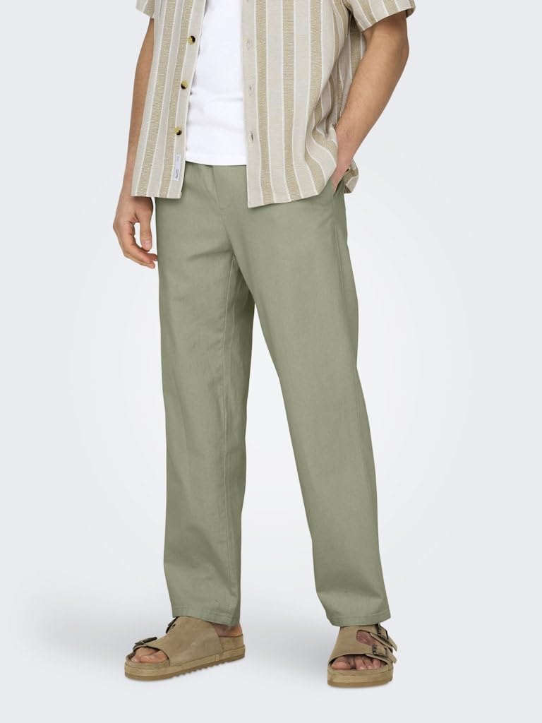ONLY & SONS Onssinus Loose pantalone lino uomo Tè