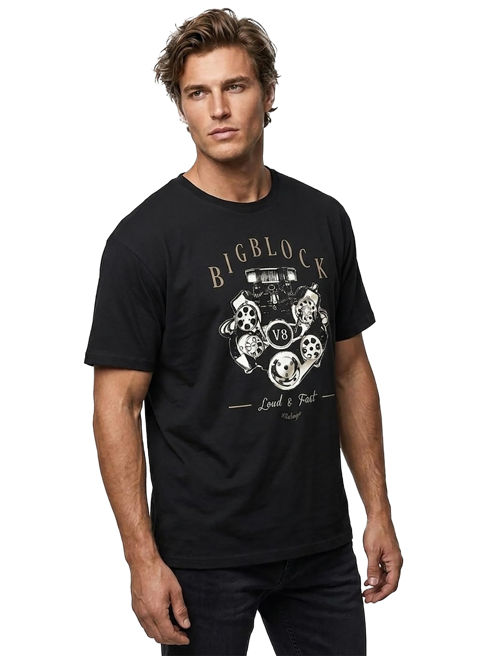 MAKAYA Big Block V8 Charger T-Shirt Uomo Cotone