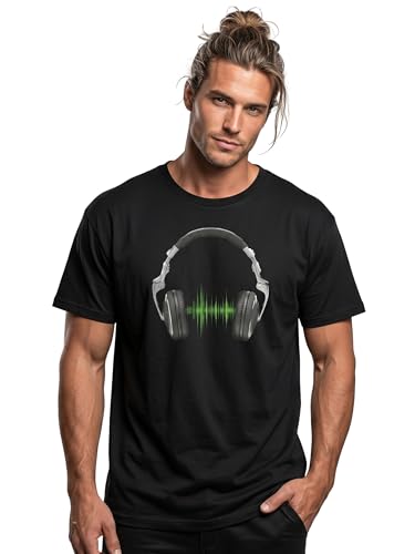 MAKAYA Cuffie T-Shirt Uomo Cotone Musica Elettronica L